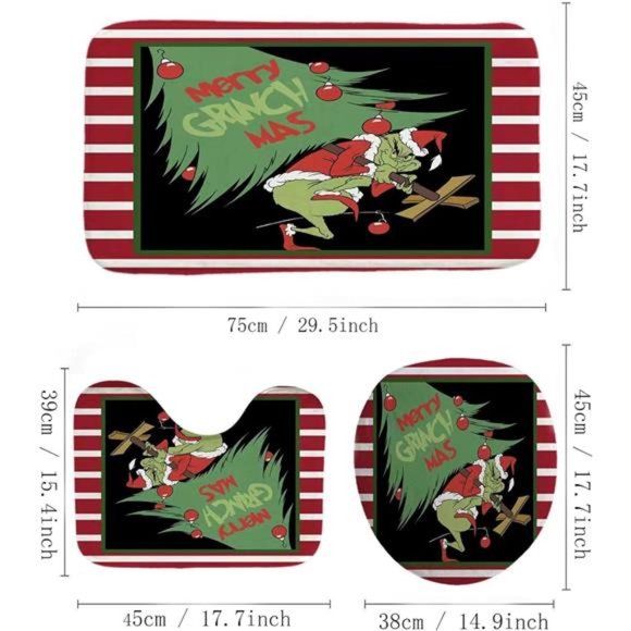4 Pcs |  Christmas Shower Curtain Set |  Christmas Bathroom Home Decorations - Picture 7 of 7